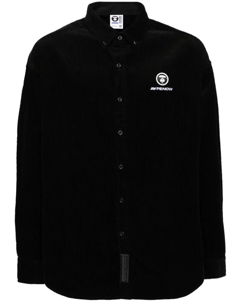 BAPE Cordhemd mit Logo-Patch - Schwarz Schwarz