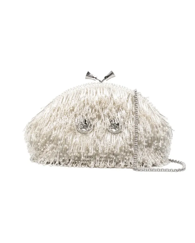 Anya Hindmarch beaded-embellished clutch bag - Silber Silber