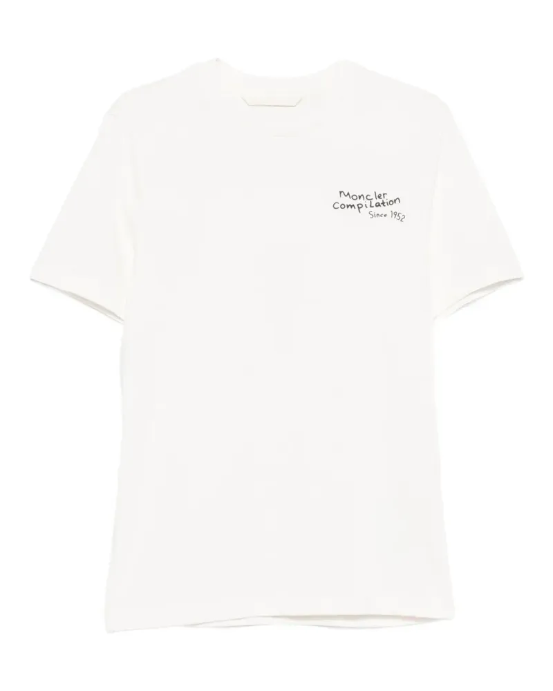 Moncler Kurzärmeliges T-Shirt mit Logo-Print - Weiß Weiß