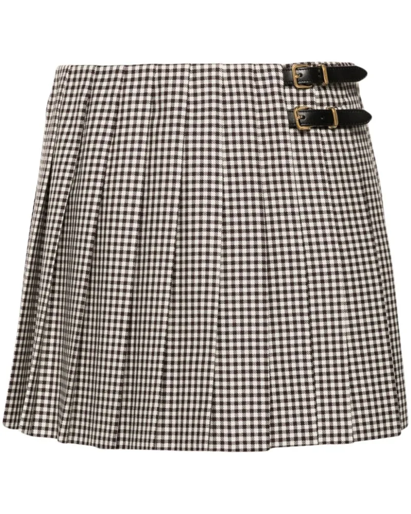 Miu Miu Karierter Minirock mit Falten - Braun Braun