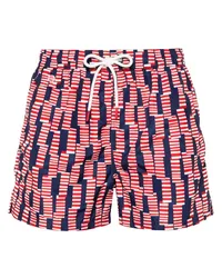 Kiton Badeshorts mit geometrischem Muster Rot