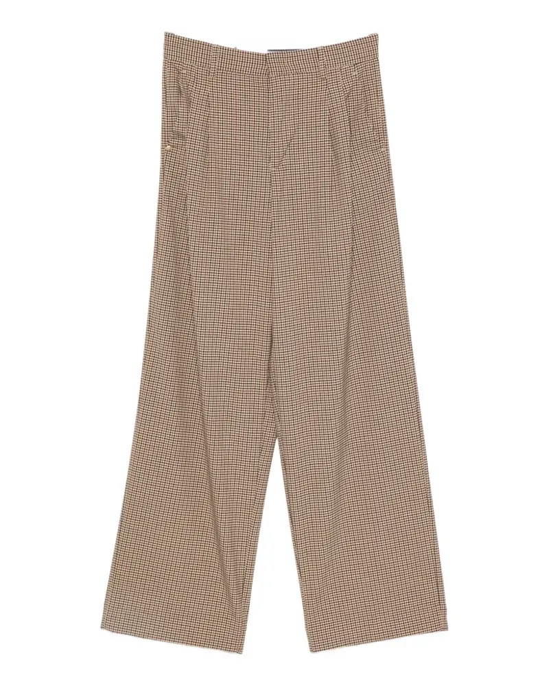 PLAN C check-pattern wide-leg trousers - Nude Nude