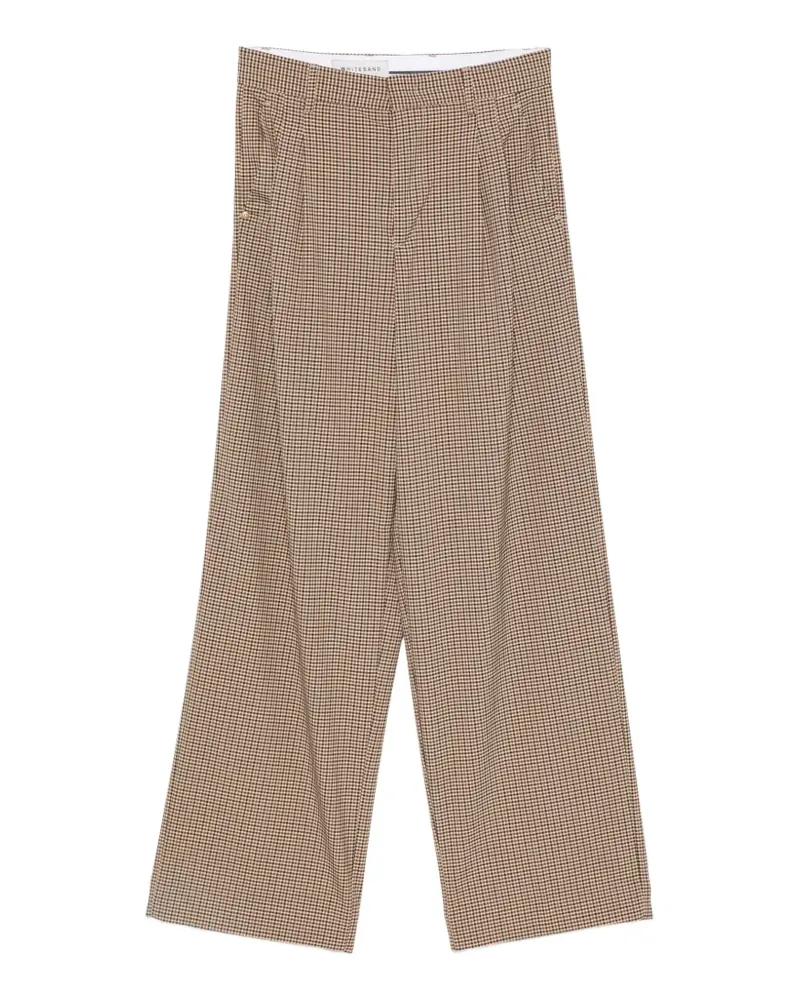 PLAN C Karierte Wide-Leg-Hose - Nude Nude