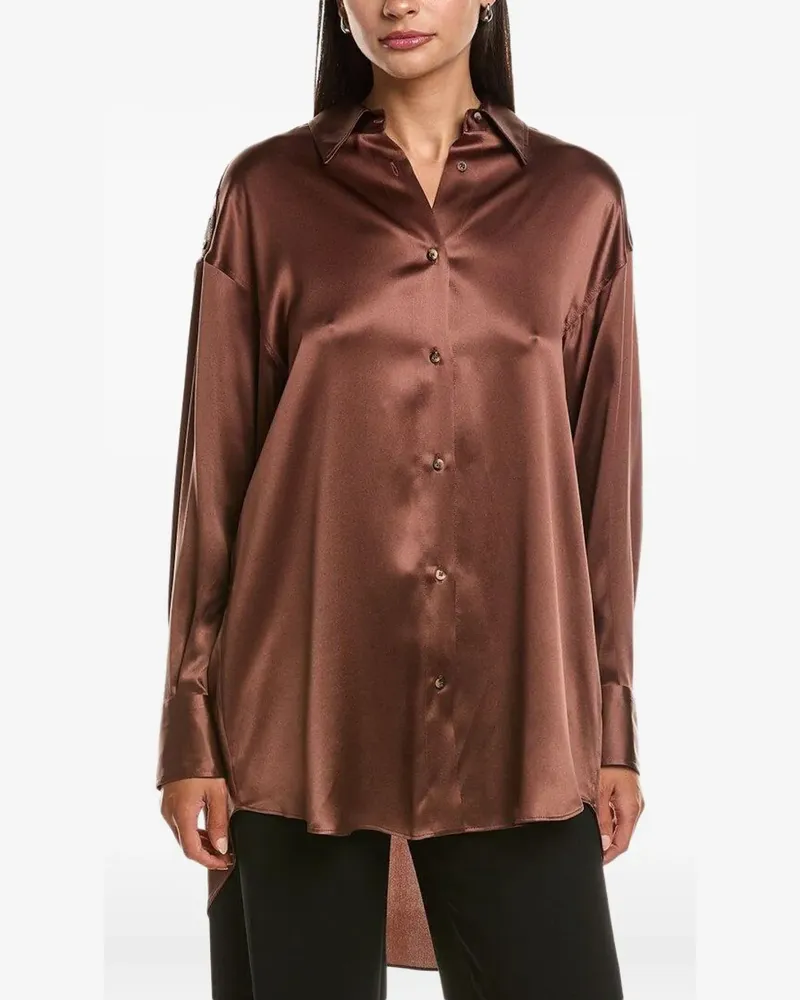 Brunello Cucinelli Satinhemd mit asymmetrischem Saum - Braun Braun