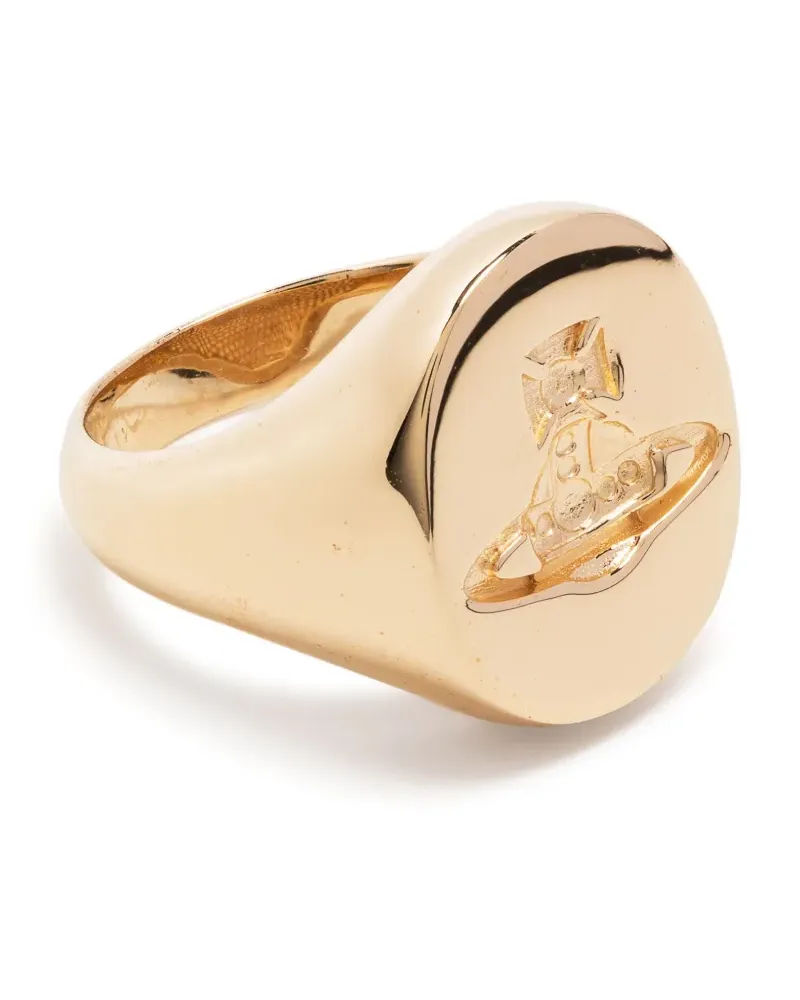 Vivienne Westwood Silberring mit Orb-Gravur - Gold Gold