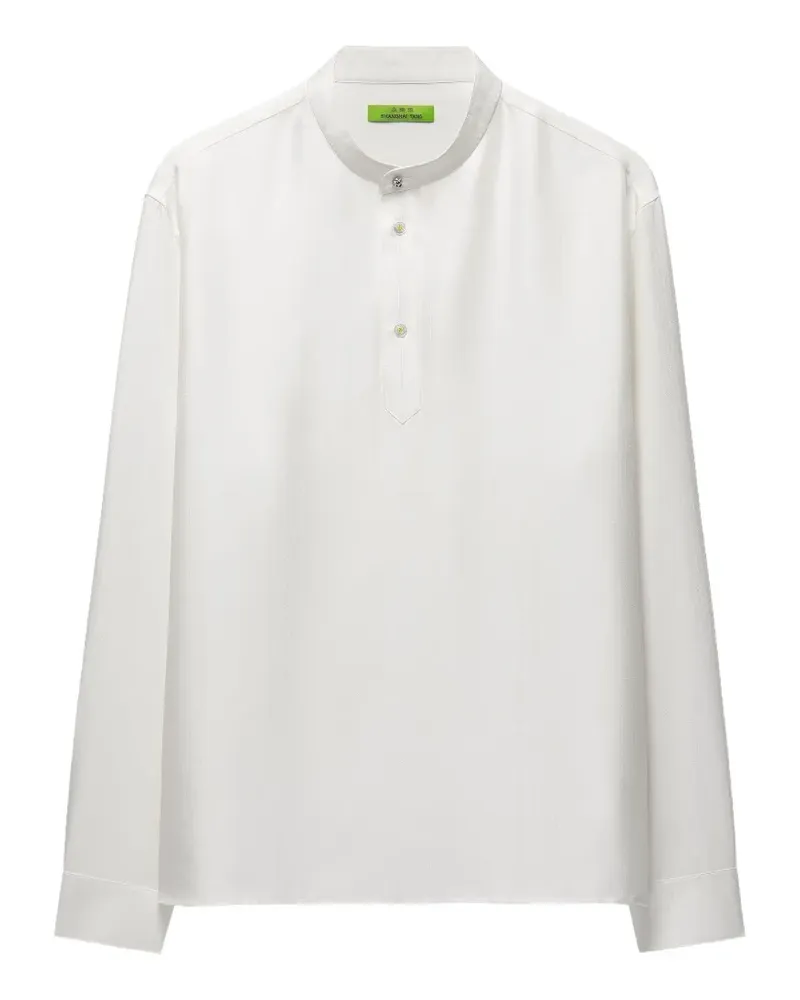 Shanghai Tang T-Shirt mit Fischgrätenmuster - Weiß Weiß