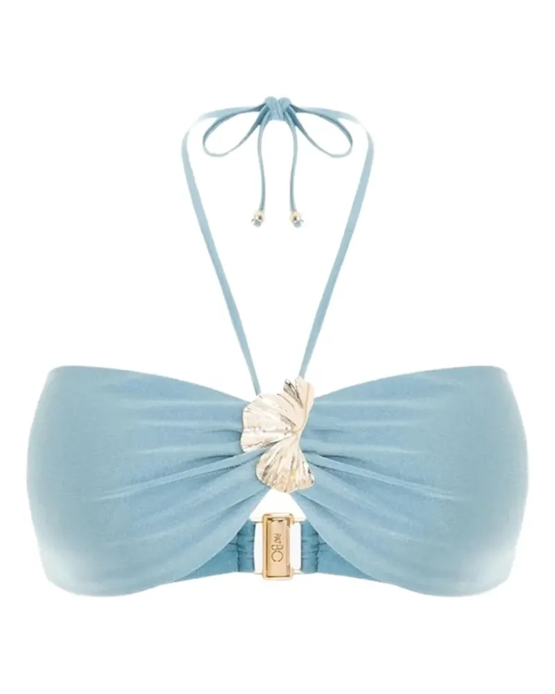 Pat Bo shell-embellished bandeau bikini top - Blau Blau