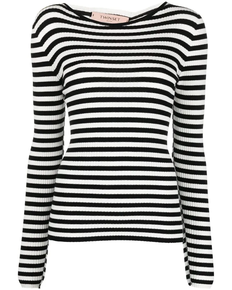 Twin-Set Gestreiftes Oberteil - Weiß Weiß
