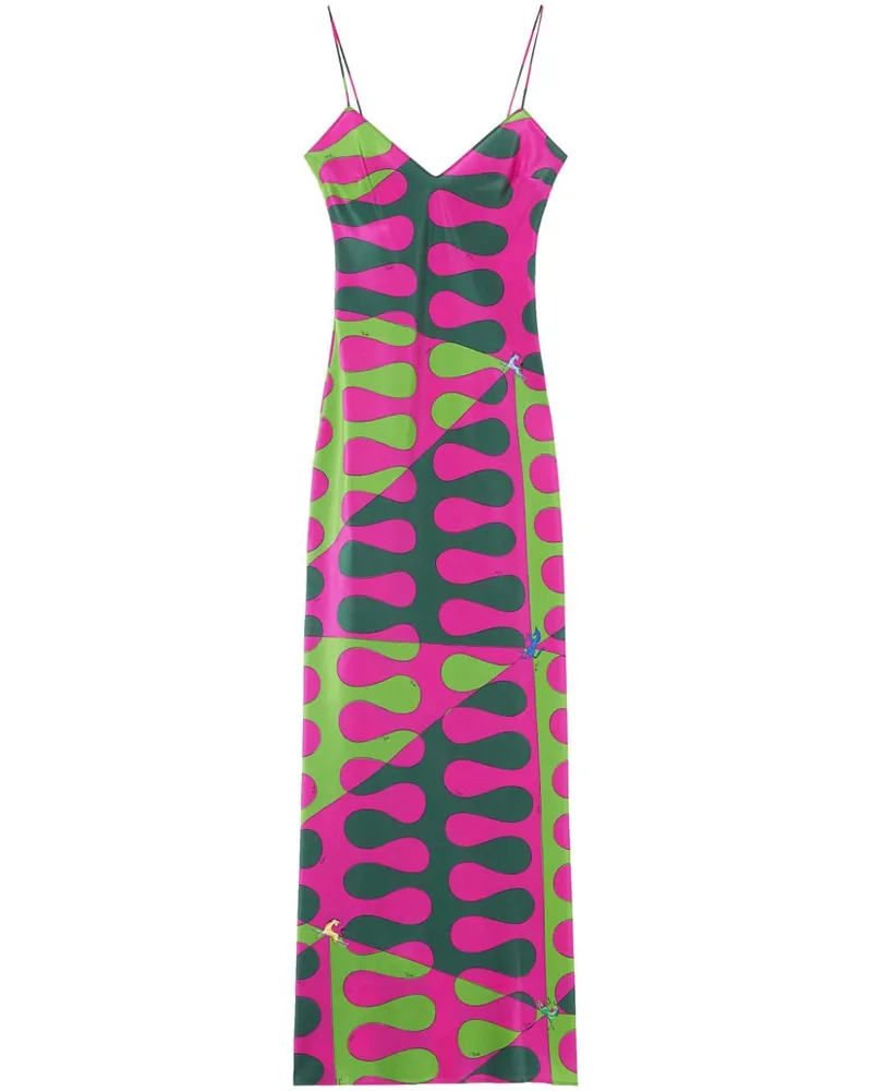 Emilio Pucci Seidenkleid mit abstraktem Print Rosa