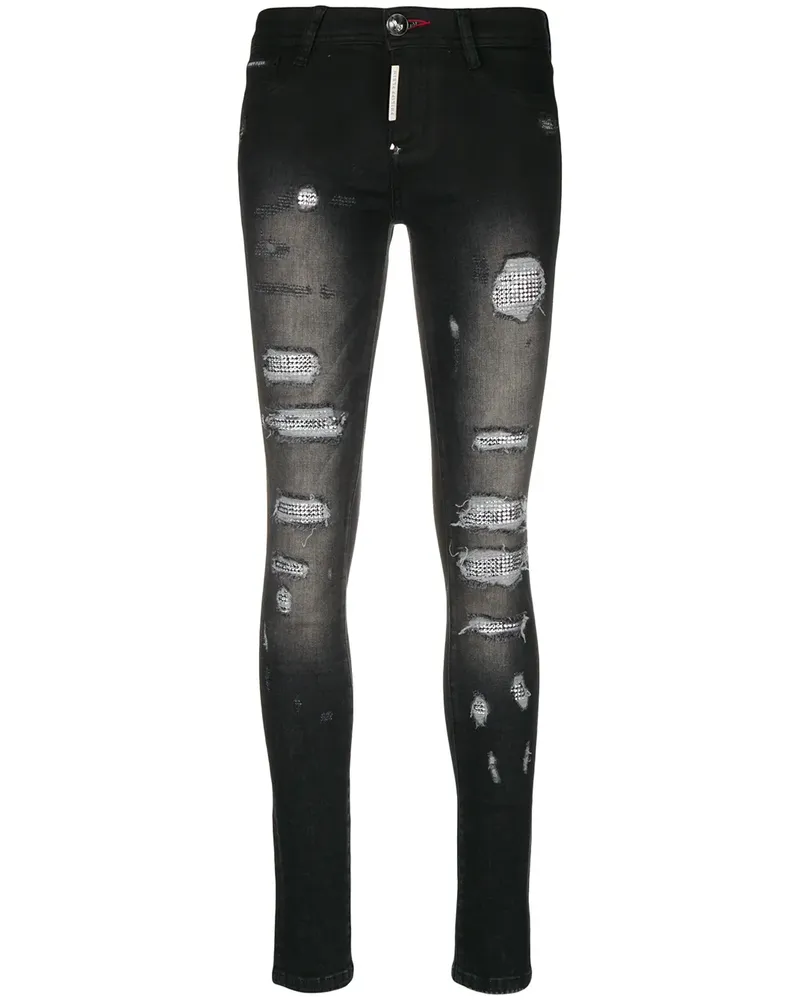 Philipp Plein Skinny-Jeans im Distressed-Look - Schwarz Schwarz