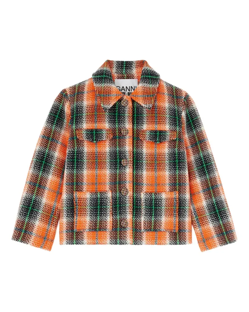 Ganni Blazer mit grafischem Karo - Orange Orange