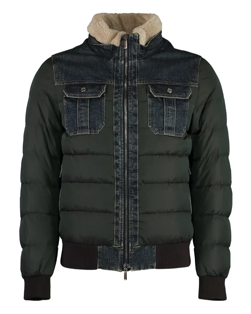 MOORER Bomberjacke mit Jeanseinsatz - Grün Grün