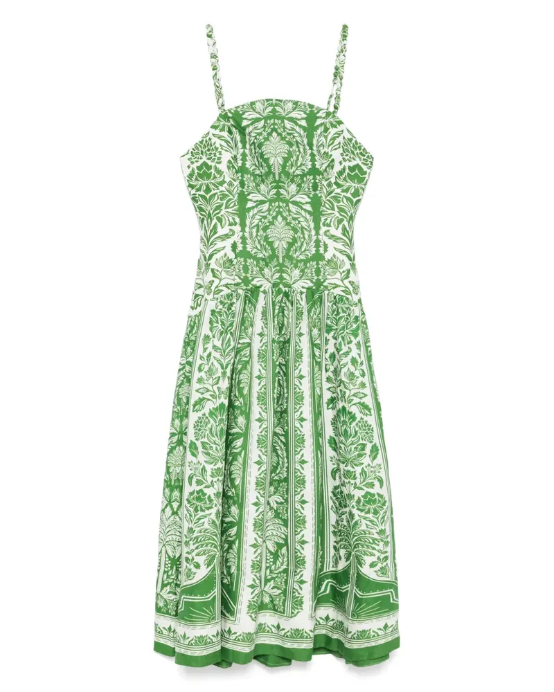 FARM Rio Delicate Tapestry Midikleid - Grün Grün