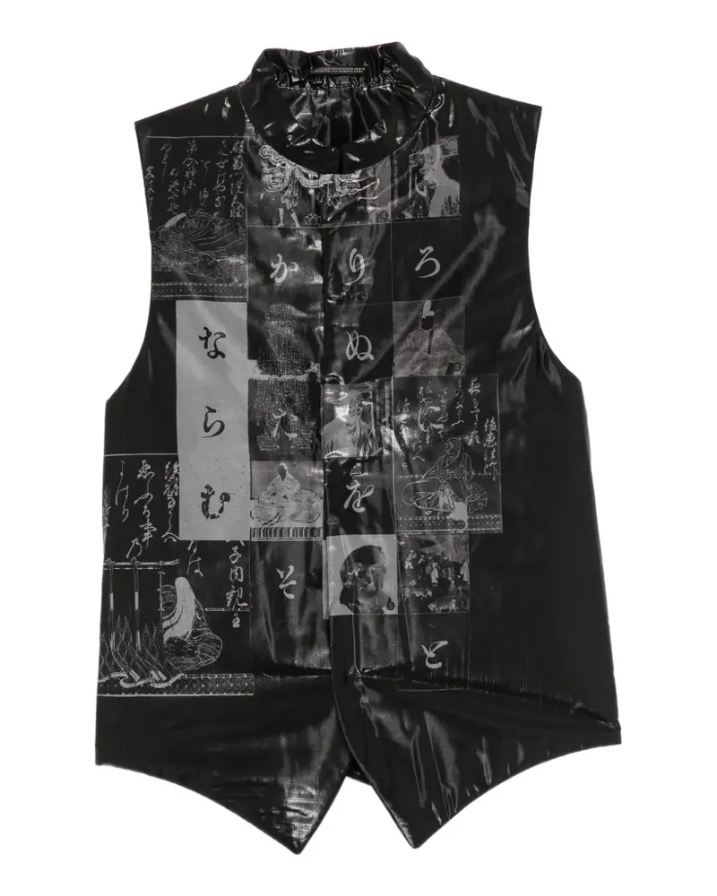 Yohji Yamamoto Katakana Weste mit Print - Schwarz Schwarz