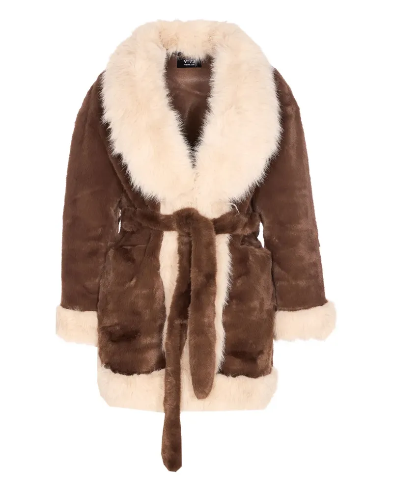 V°73 Penny faux-fur belted jacket - Braun Braun