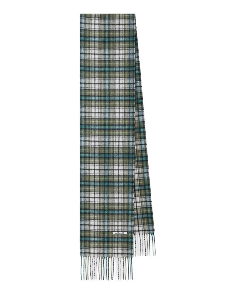 AURALEE check-pattern fringed scarf - Grün Grün