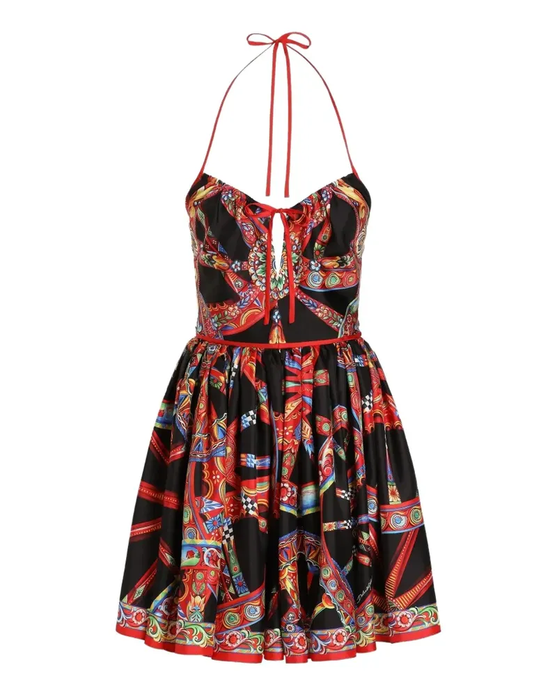 Dolce & Gabbana Kleid aus Seidentwill mit Carretto-Print - Schwarz Schwarz