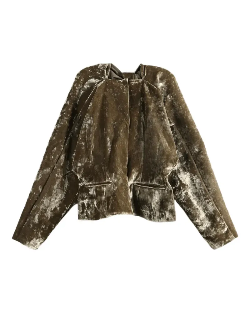 Uma Wang Klarr crushed-velvet pleated jacket - Grün Grün