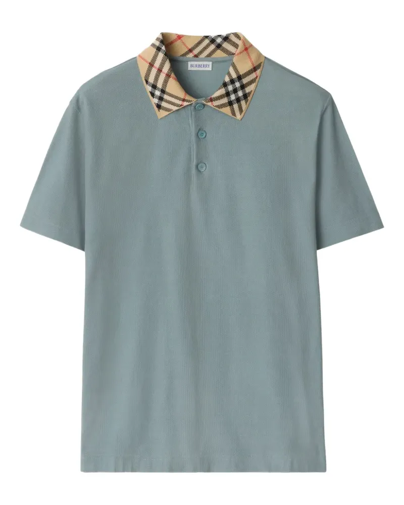 Burberry Poloshirt mit kariertem Kragen - Blau Blau