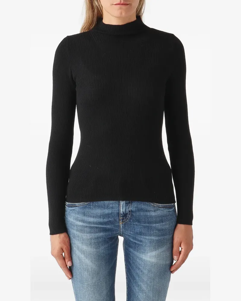 Twin-Set Gerippter Rollkragenpullover - Schwarz Schwarz