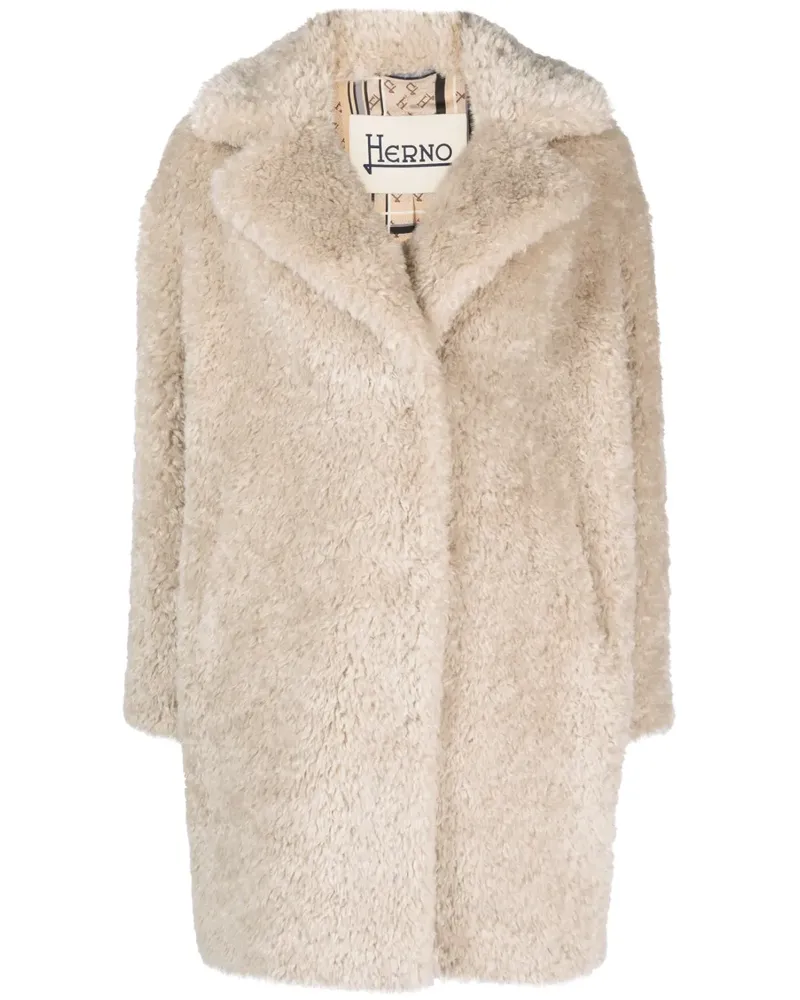 Herno Mantel aus Faux Fur - Nude Nude