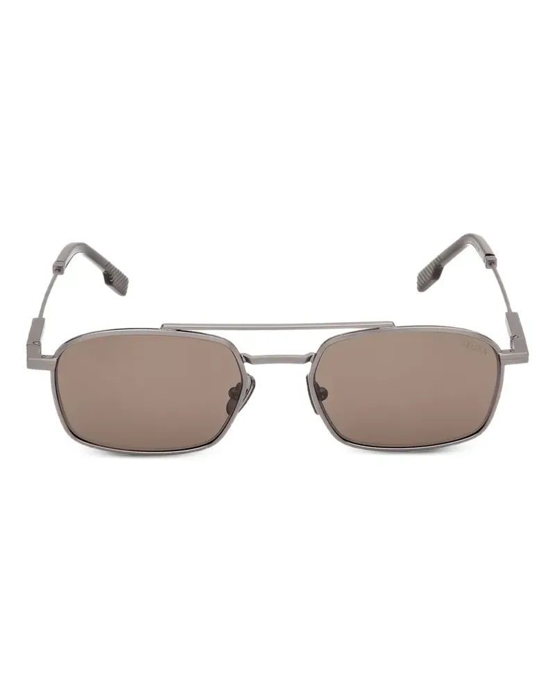 Ermenegildo Zegna Sonnenbrille mit eckigem Gestell - Silber Silber