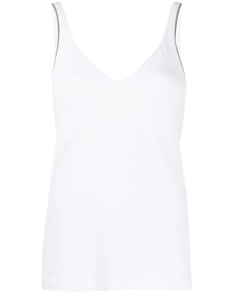 Brunello Cucinelli Tanktop mit V-Ausschnitt - Weiß Weiß