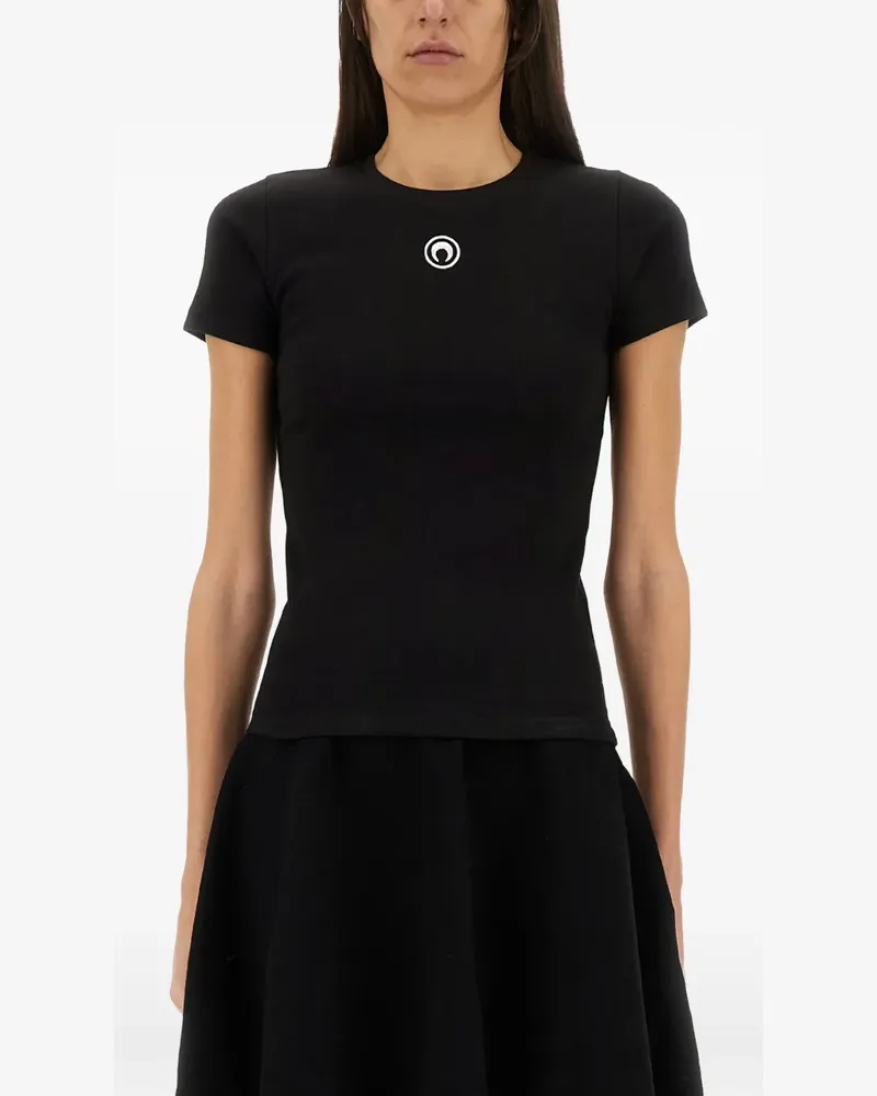 Marine Serre T-Shirt mit Logo-Detail - Schwarz Schwarz