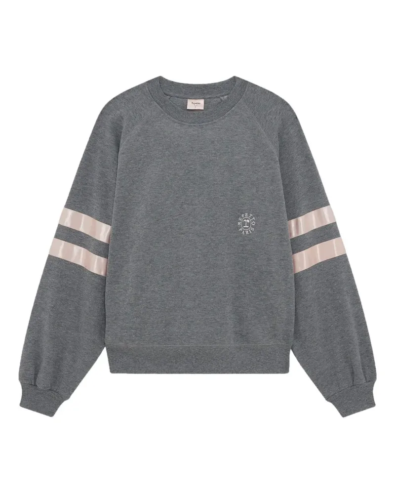 Repetto Rundhals-Sweatshirt mit Satinstreifen - Grau Grau