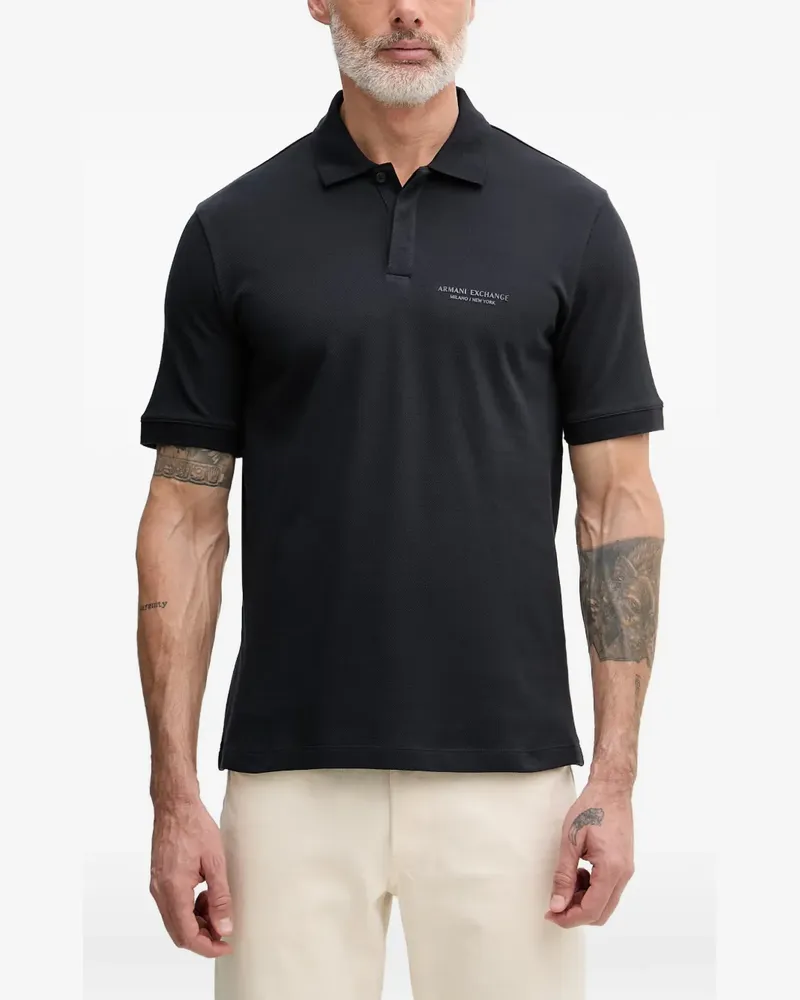 Armani Exchange logo-print piqué polo shirt - Blau Blau