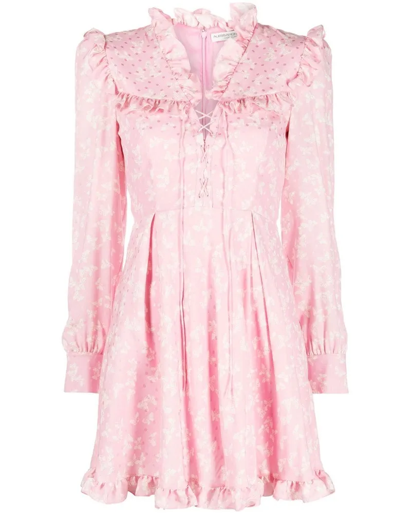 Alessandra Rich Minikleid mit Blumen-Print - Rosa Rosa