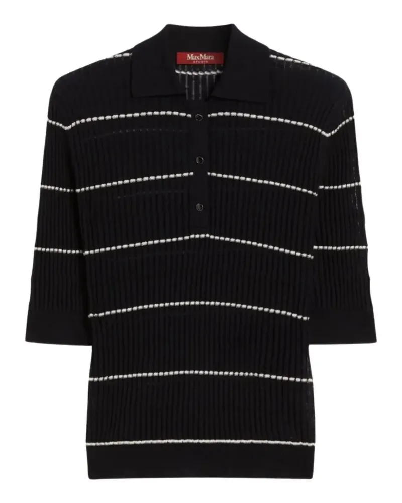 Max Mara striped ribbed polo shirt - Schwarz Schwarz