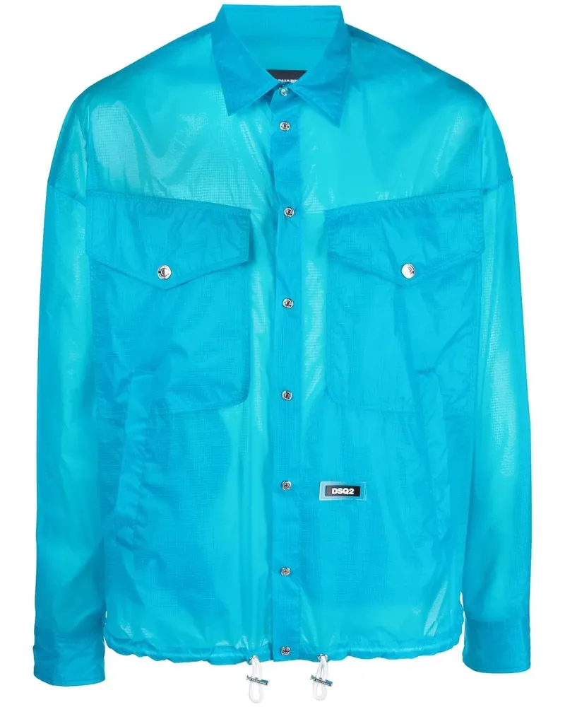 Dsquared2 Hemdjacke mit Logo-Patch - Blau Blau