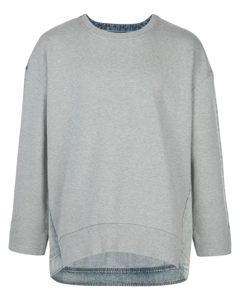 Mostly Heard Rarely Seen Sweatshirt mit Jeanseinsatz Grau