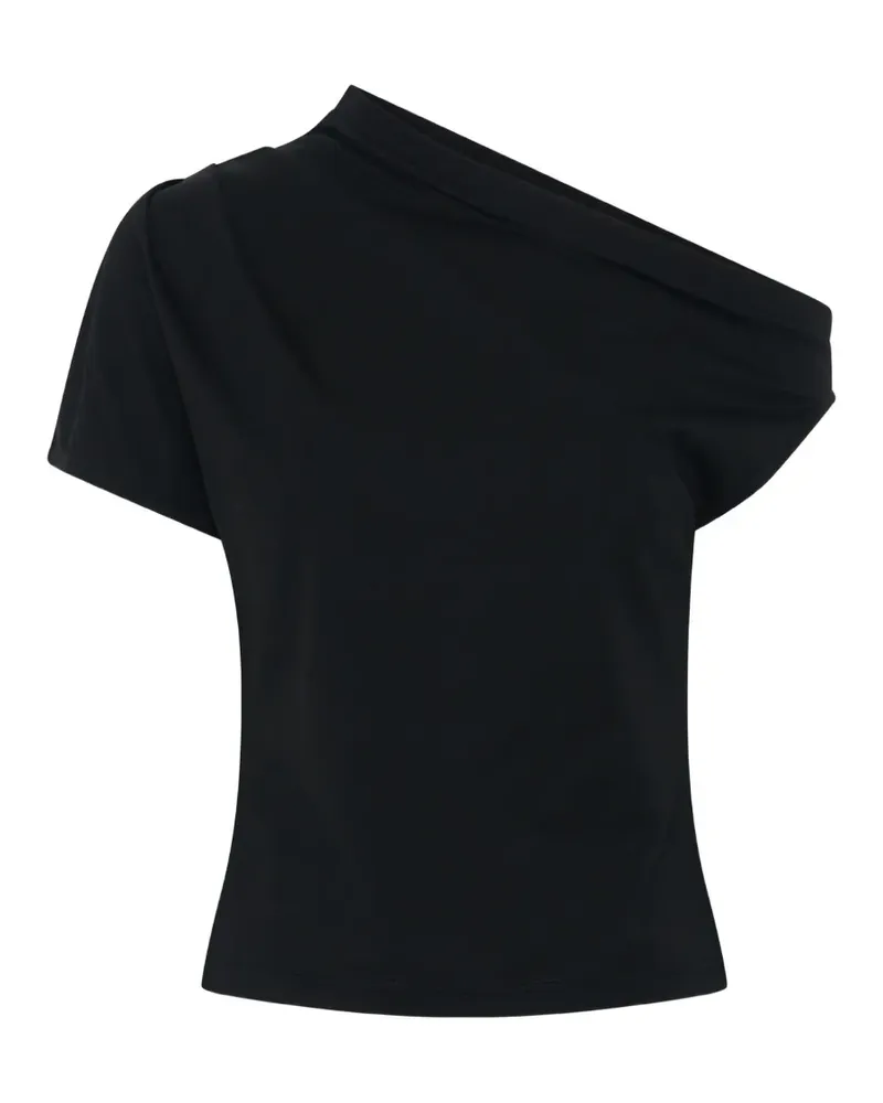 Anna Quan Astra one-shoulder draped T-shirt - Schwarz Schwarz