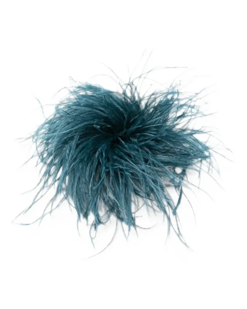 Gianluca Capannolo feather-trim brooch - Blau Blau