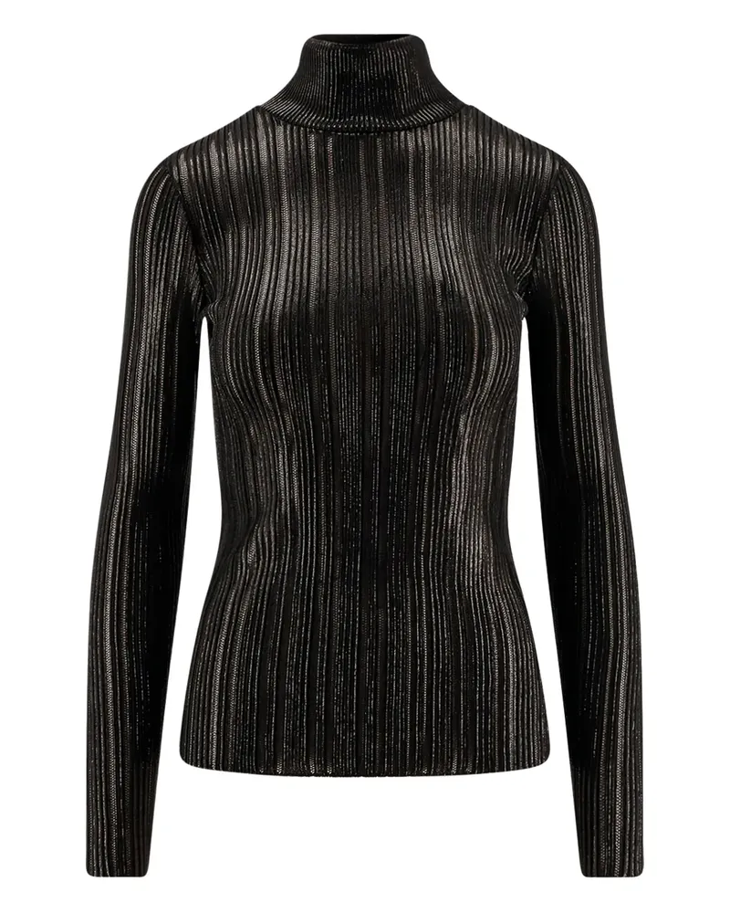 Elisabetta Franchi Geripptes Rollkragenoberteil - Schwarz Schwarz