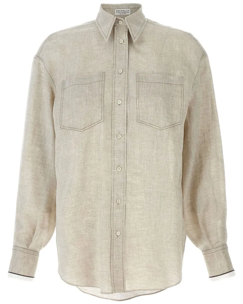 Brunello Cucinelli Hemd aus Leinen - Nude Nude
