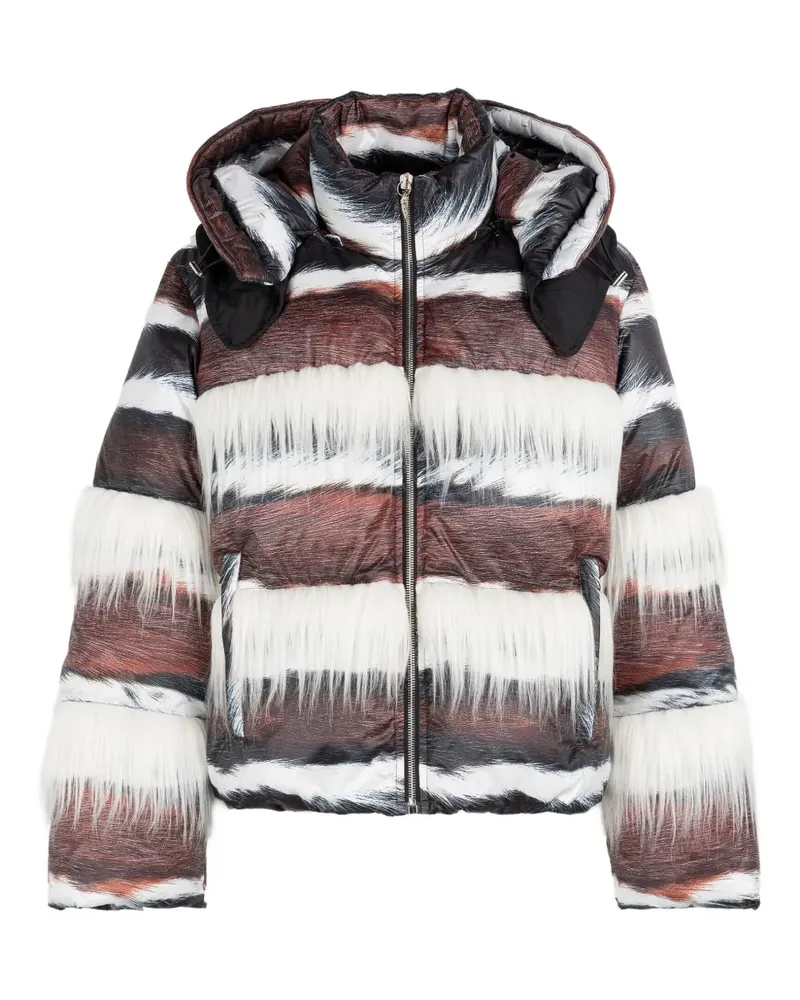 Roberto Cavalli striped fur-trimmed jacket - Braun Braun