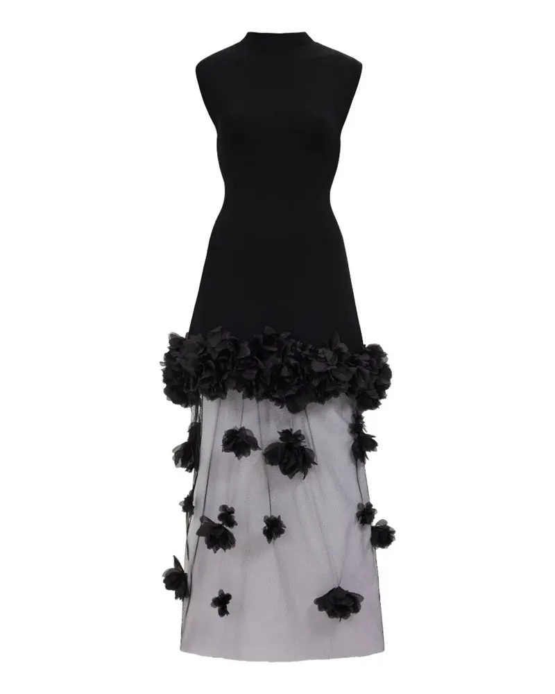 Aje. Midikleid mit Blumenapplikation - Schwarz Schwarz