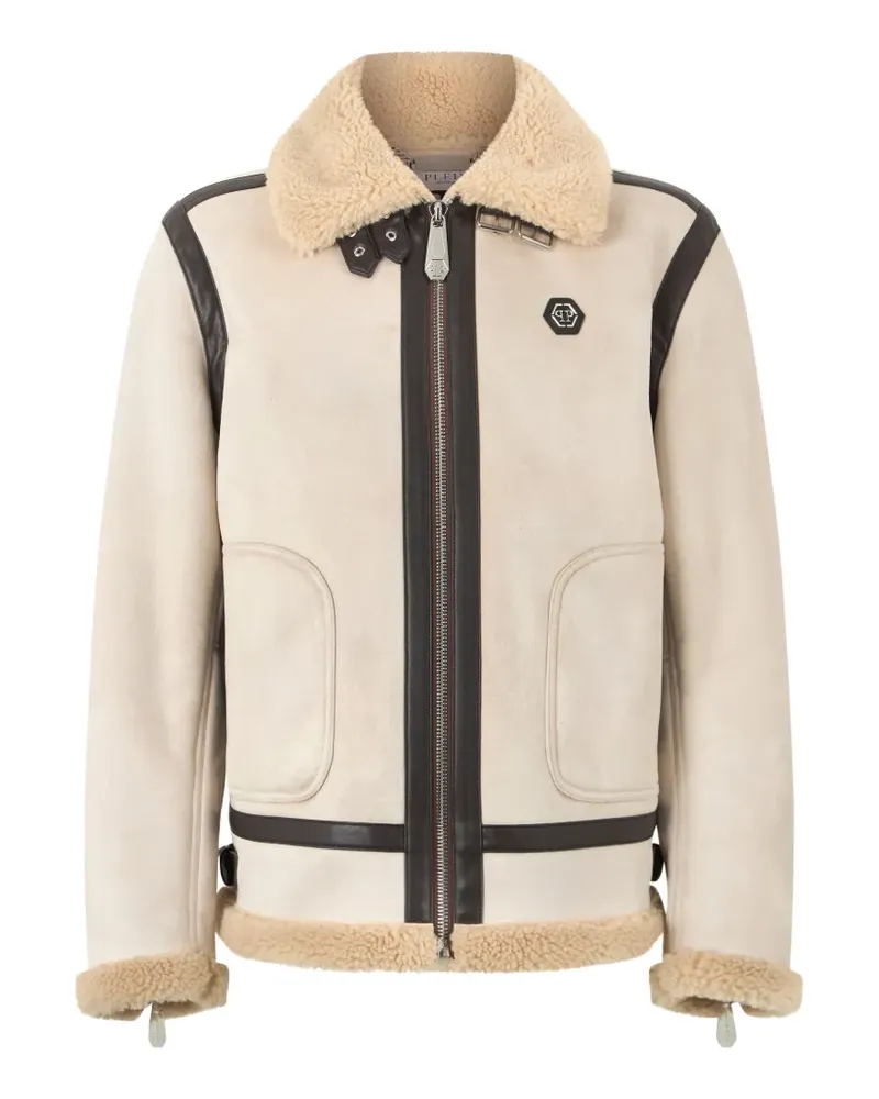 Philipp Plein Jacke mit Einsätzen aus Faux Shearling - Nude Nude
