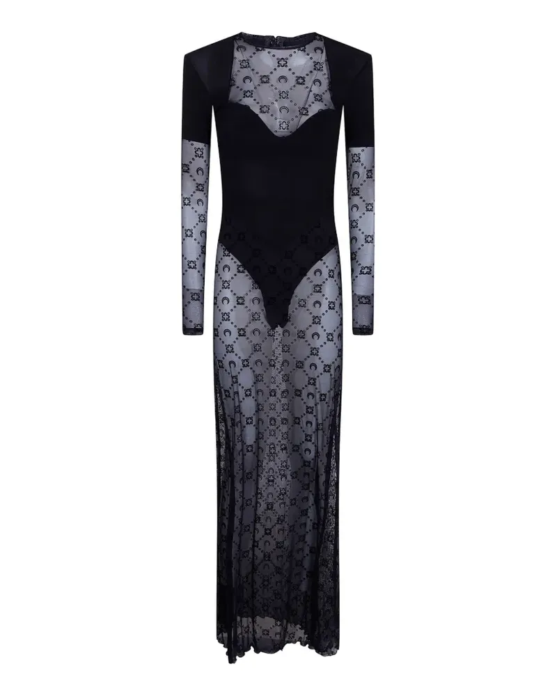 Marine Serre Kleid mit Mondprint - Schwarz Schwarz