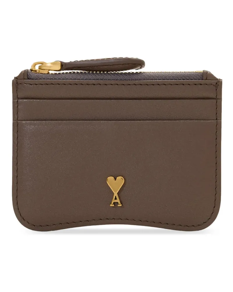 AMI Paris Paris Paris zipped cowhide-leather card holder - Braun Braun