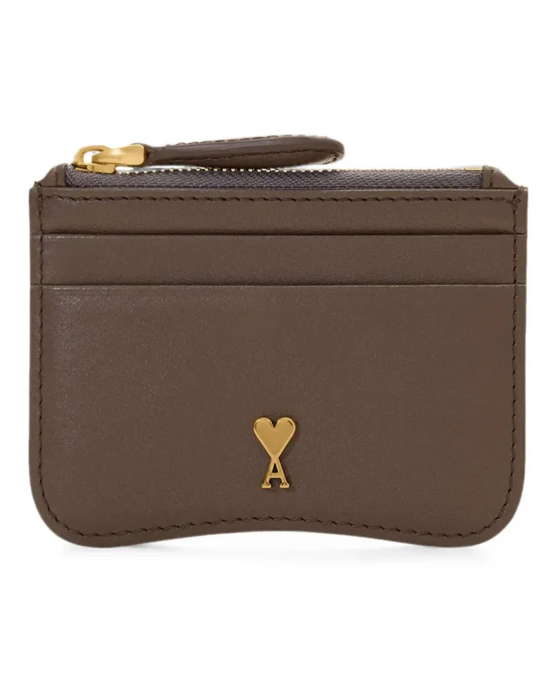 AMI Paris Paris Paris zipped cowhide-leather card holder - Braun Braun