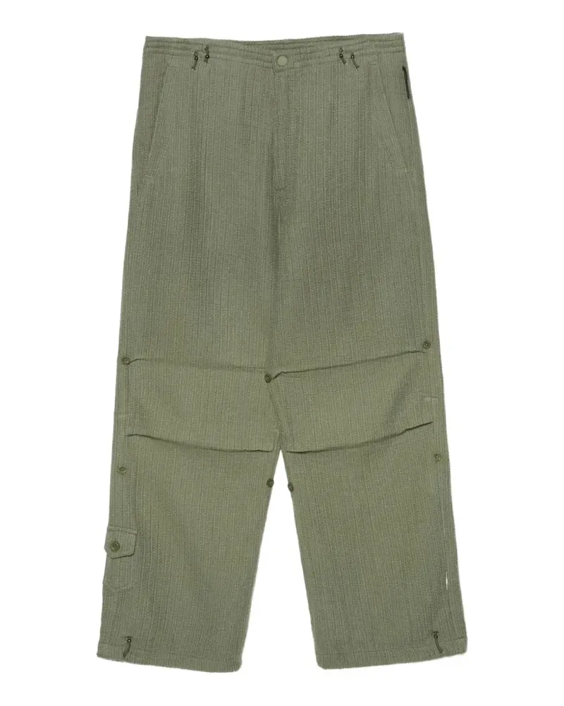 maharishi Sashiko-stitched wide-leg trousers - Grün Grün