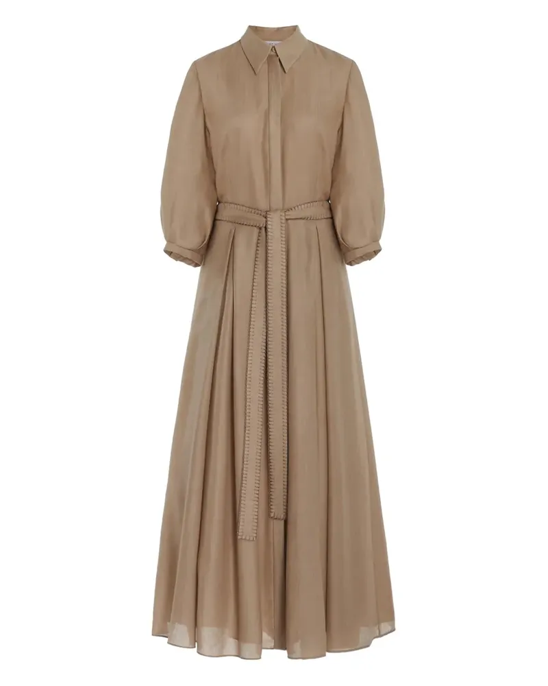 Gabriela Hearst Andy Midi-Hemdkleid mit Gürtel - Nude Nude