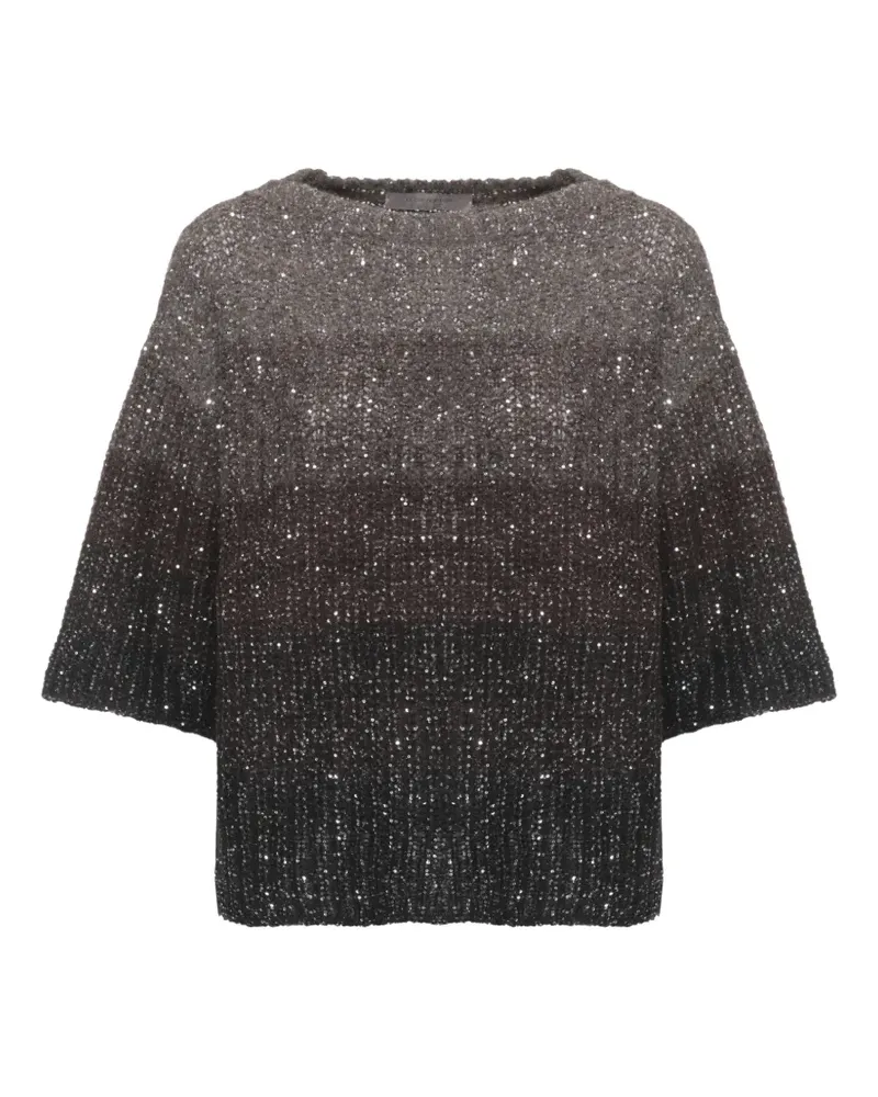 D.EXTERIOR Pullover mit Ombré-Effekt und Pailletten - Braun Braun