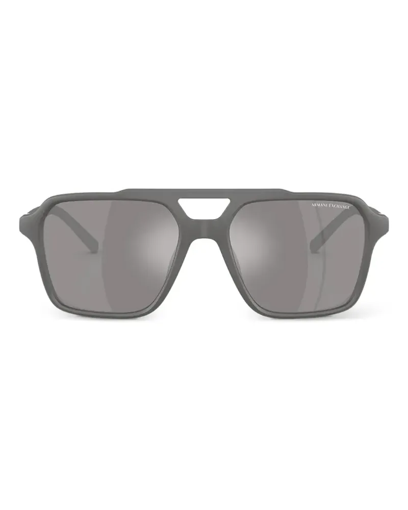 Armani Exchange Eckige Sonnenbrille mit Doppelsteg - Grau Grau