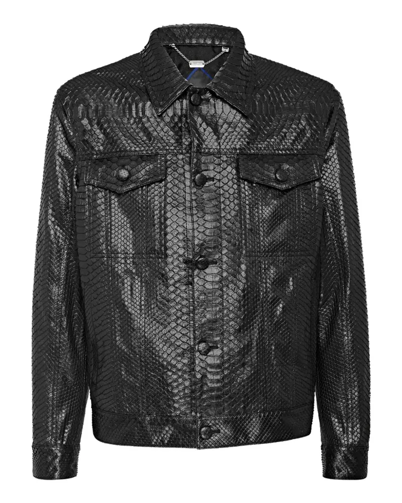 Billionaire Jacke aus Pythonleder - Schwarz Schwarz