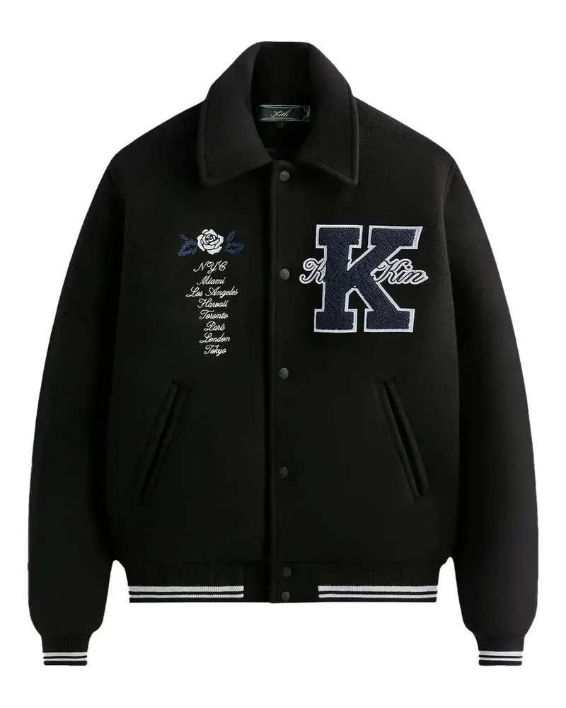 KITH Collegejacke mit Rosenstickerei - Schwarz Schwarz